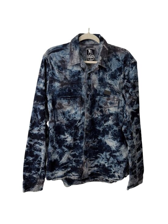 PRPS Goods & Company Other - PRPS Goods & Co. Mens Size L Denim Shirt Indigo Tie-Dye Button-Up Cotton Blue